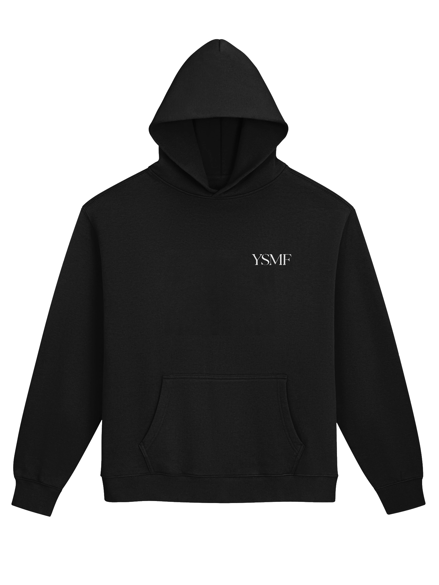 Black YSMF hoodie with white logo